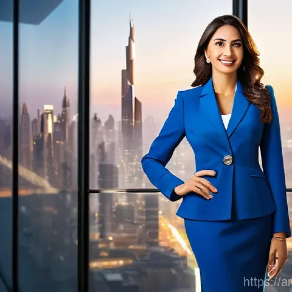 무역업계 여성으로 성공하기 - **Breaking Barriers in Global Commerce:** A powerful and visionary Arab businesswoman, in her late 3...