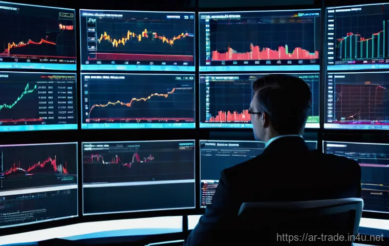 무역 거래에서의 리스크 관리 - **Prompt:** A highly focused and discerning male financial trader, approximately in his late 30s to ...