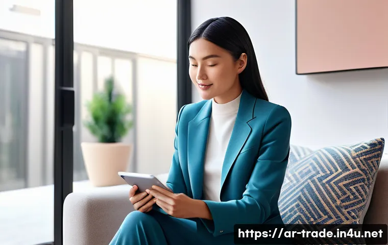 무역업계에서의 신기술 활용 사례 - **AI-Powered Personalized Shopping Experience:** "A stylish woman in her late 20s, dressed in sm...