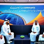 Home 17 국제무역사 취업률 분석 - A modern Arab business conference scene in Dubai, featuring diverse young professionals in business ...