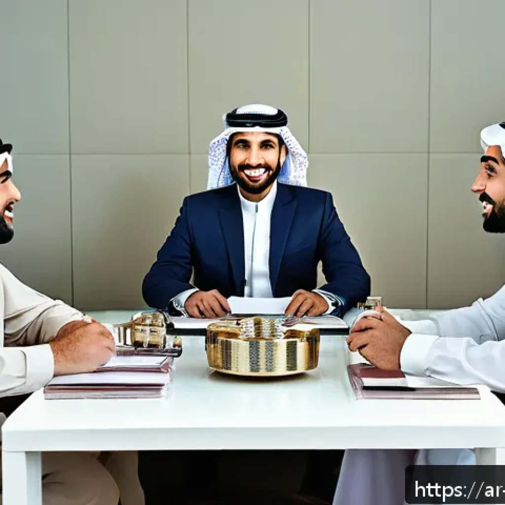 수출입 업무의 기본 - A detailed business meeting scene set in a modern Middle Eastern office, featuring diverse Arab prof...